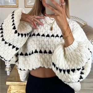 Pink Martini Black and White Textured Sweater